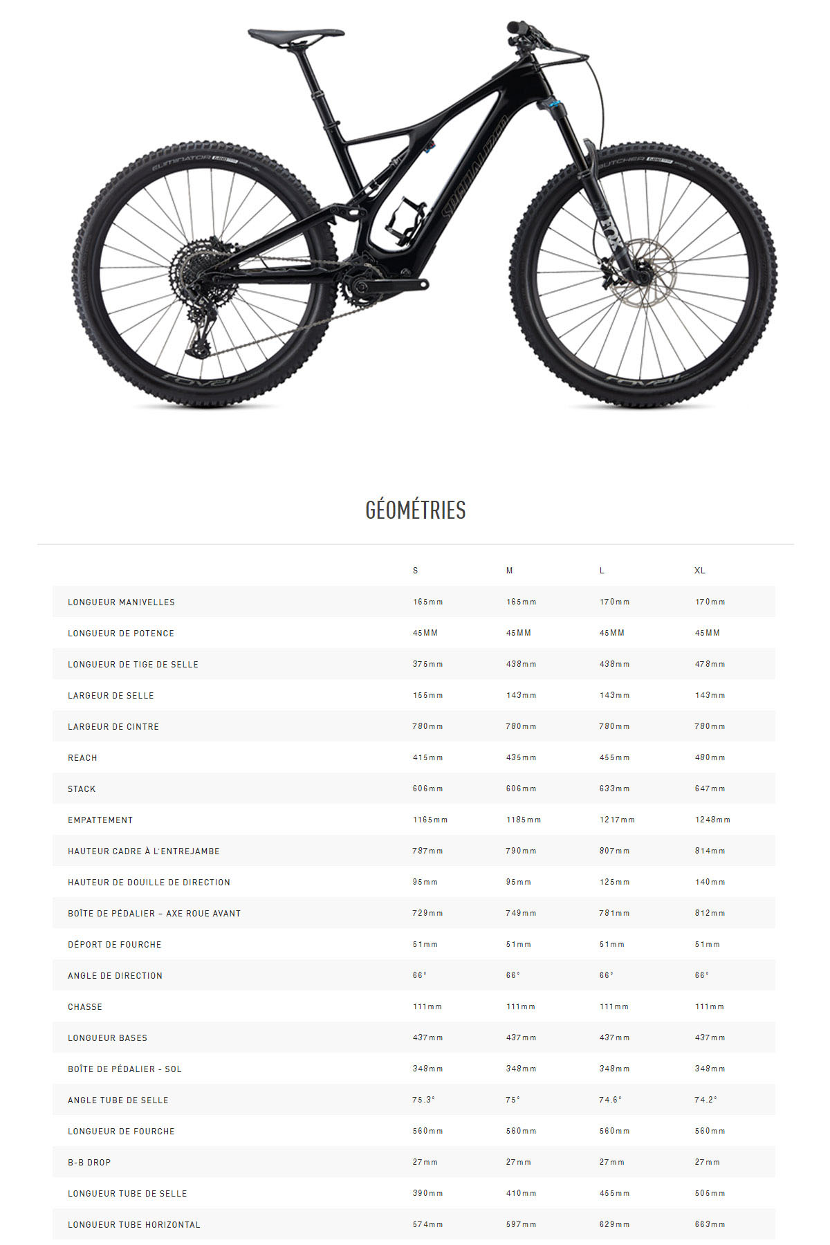 Guide de taille du vélo électrique Levo SL Comp Carbon 2020